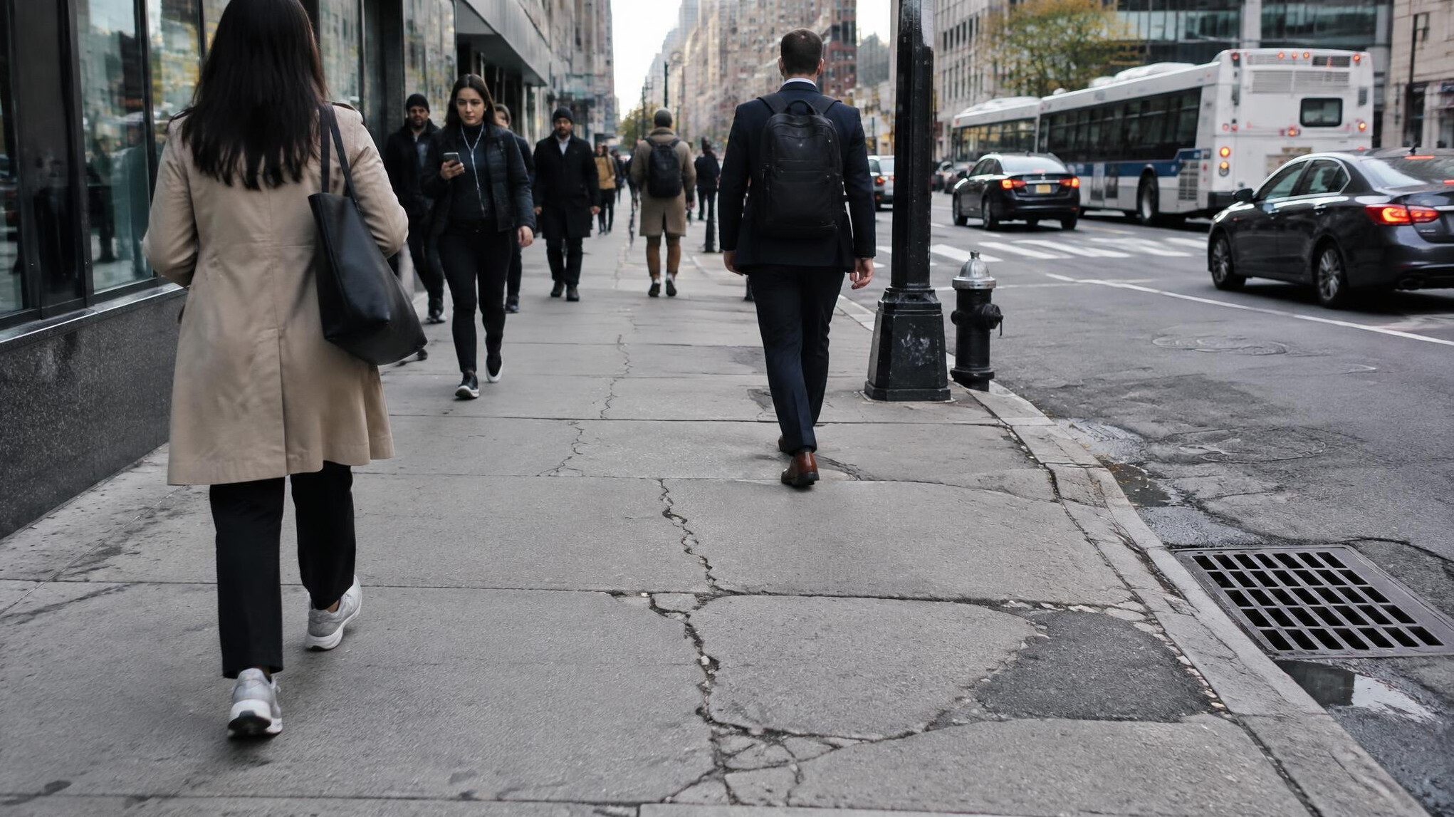 city sidewalk with cracks