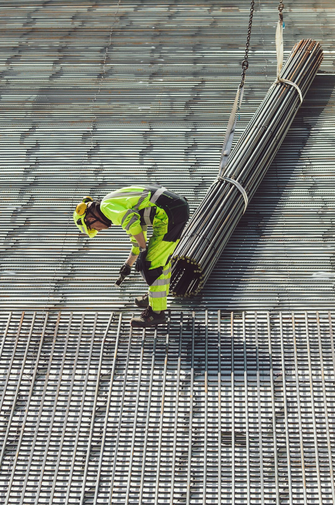 Chilean construction worker on a building site in the city