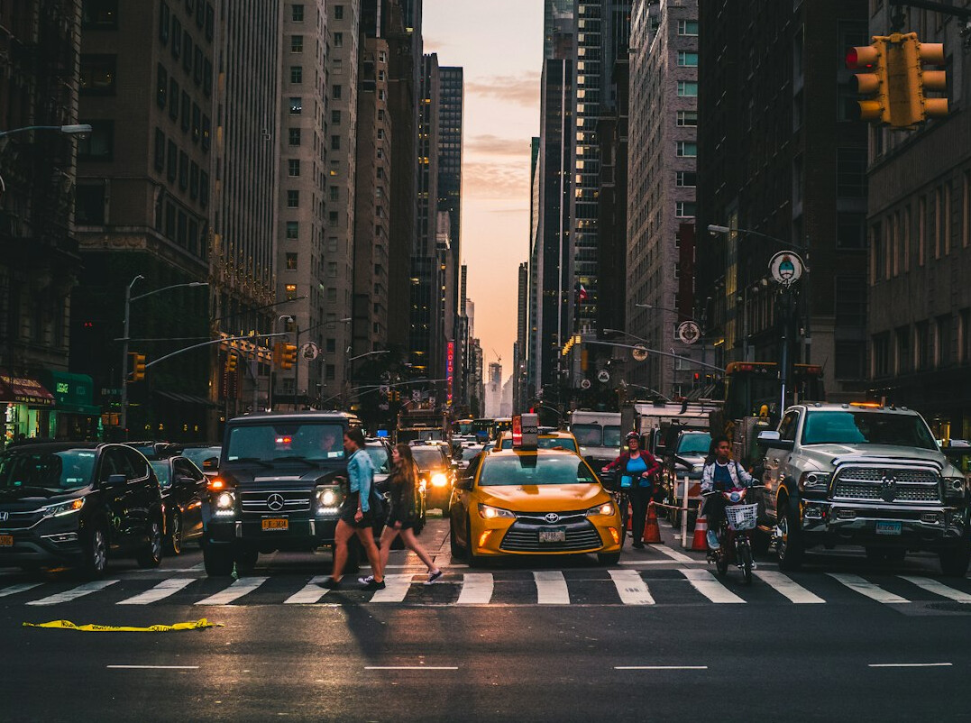 urban street scene with people